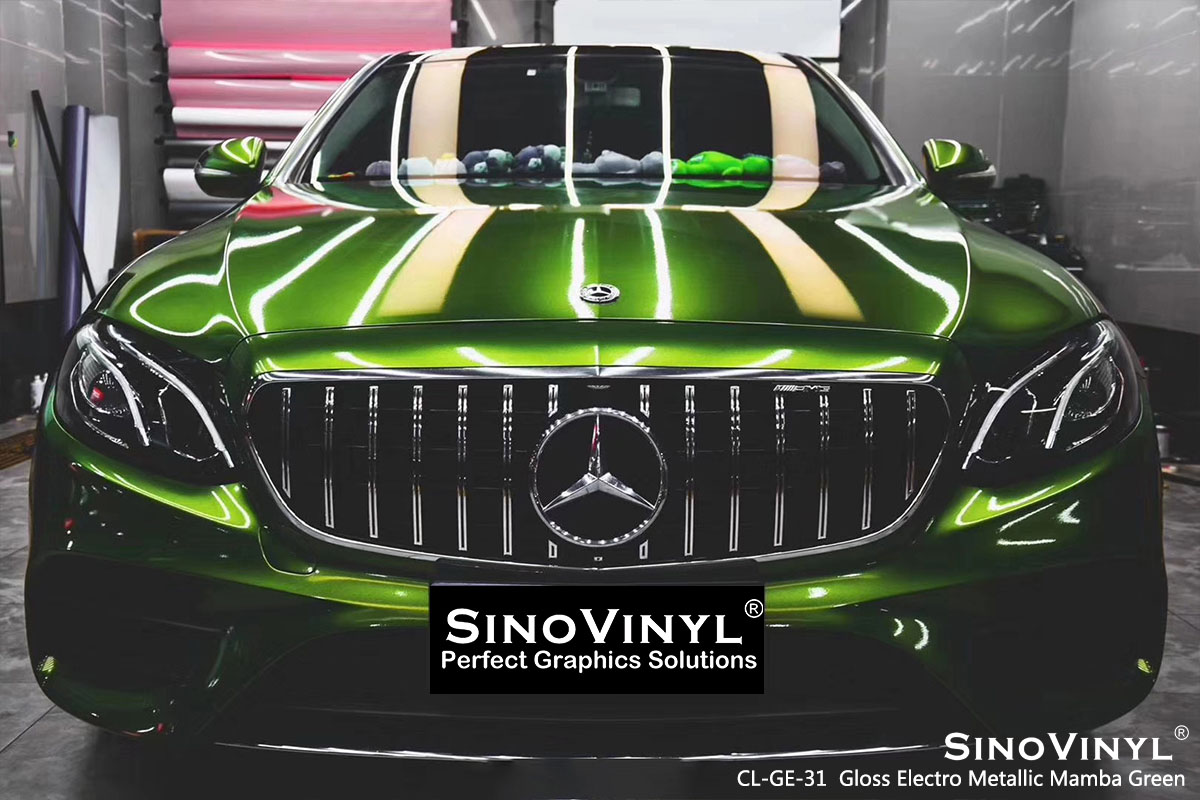 CL-GE-31 Gloss Electro Metallic Mamba Green car wrap vinyl for Benz