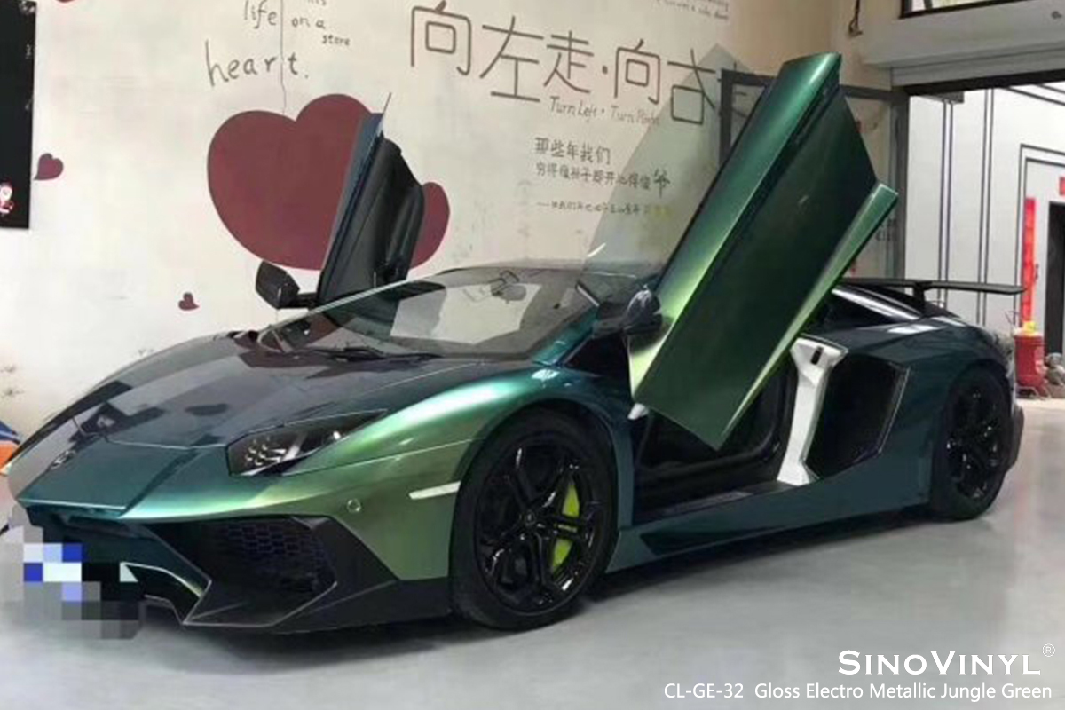 CL-GE-32 Gloss Electro Metallic Jungle Green car wrap vinyl for Lamborghini