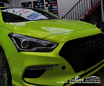 CL-MC-12 ماجيك المرجان الفلوريسنت الأخضر سيارة الفينيل التفاف لمعان لبيجين هيونداي سانت بارتيليمي