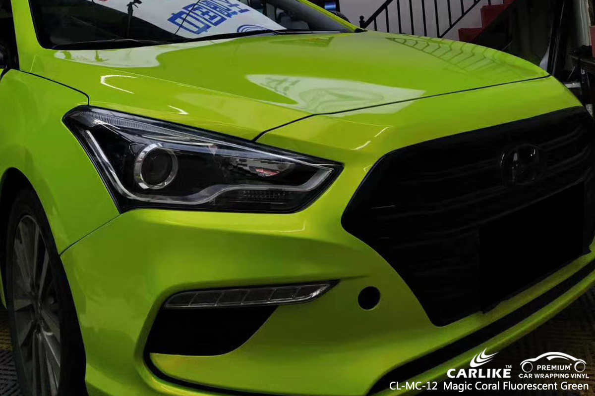 CL-MC-12 magic coral fluorescent green car vinyl wrap gloss for BEIJING HYUNDAI St. Barthélemy