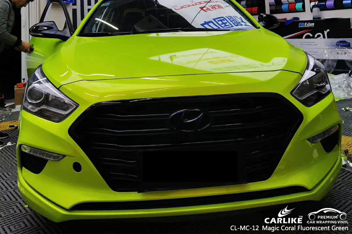 CL-MC-12 magic coral fluorescent green car vinyl wrap gloss for BEIJING HYUNDAI St. Barthélemy