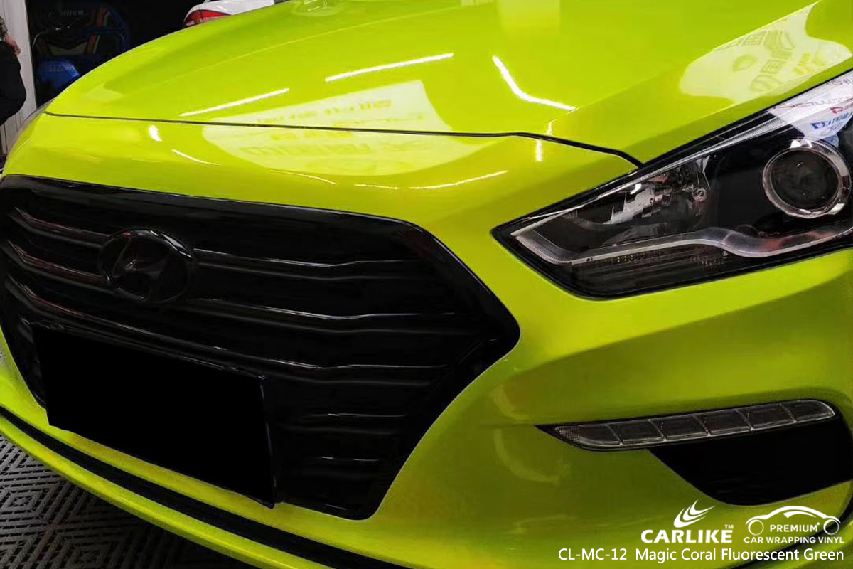 CL-MC-12 magic coral fluorescent green car vinyl wrap gloss for BEIJING HYUNDAI St. Barthélemy