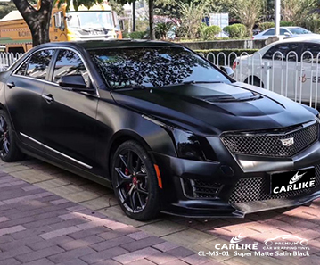CL-MS-01 super matte satin black car wrapping for CADILLAC