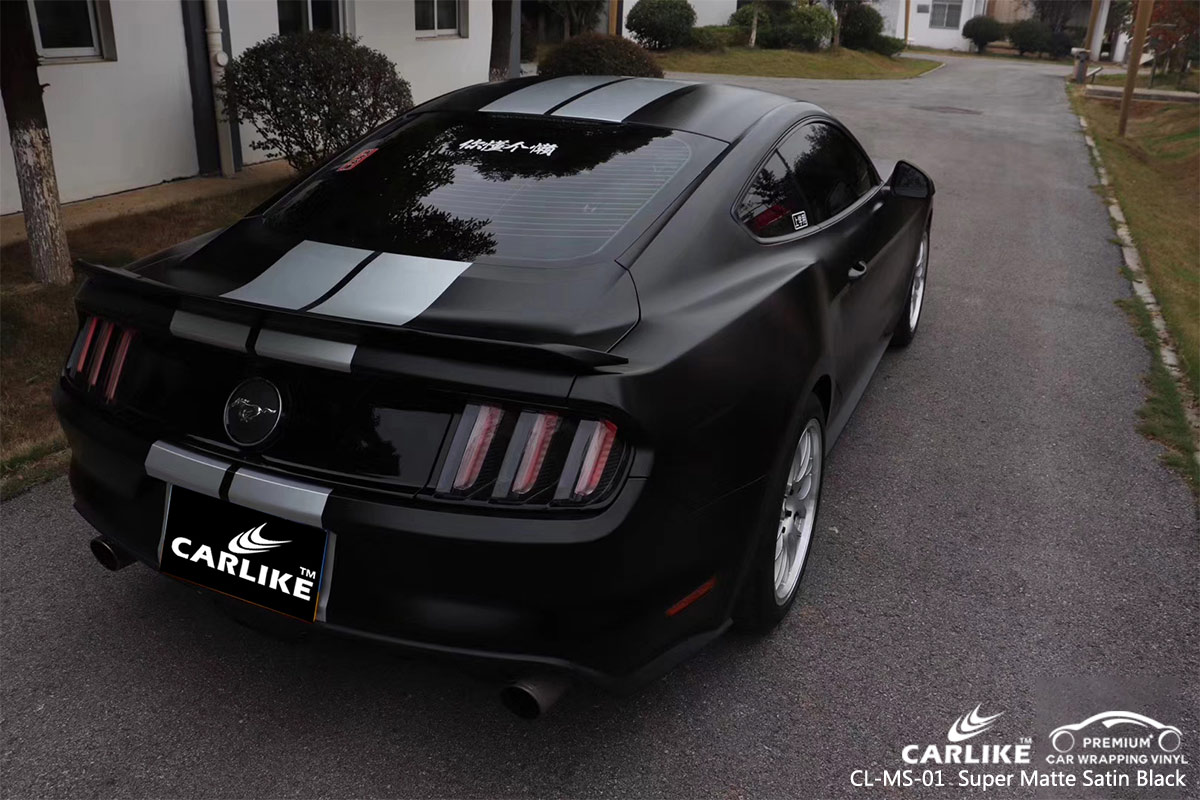 CL-MS-01 SUPER MATTE SATIN BLACK CAR WRAP VINYL for FORD MUSTANG