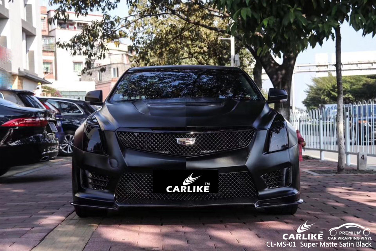 CL-MS-01 SUPER MATTE SATIN BLACK CAR WRAP VINYL for CADILLAC