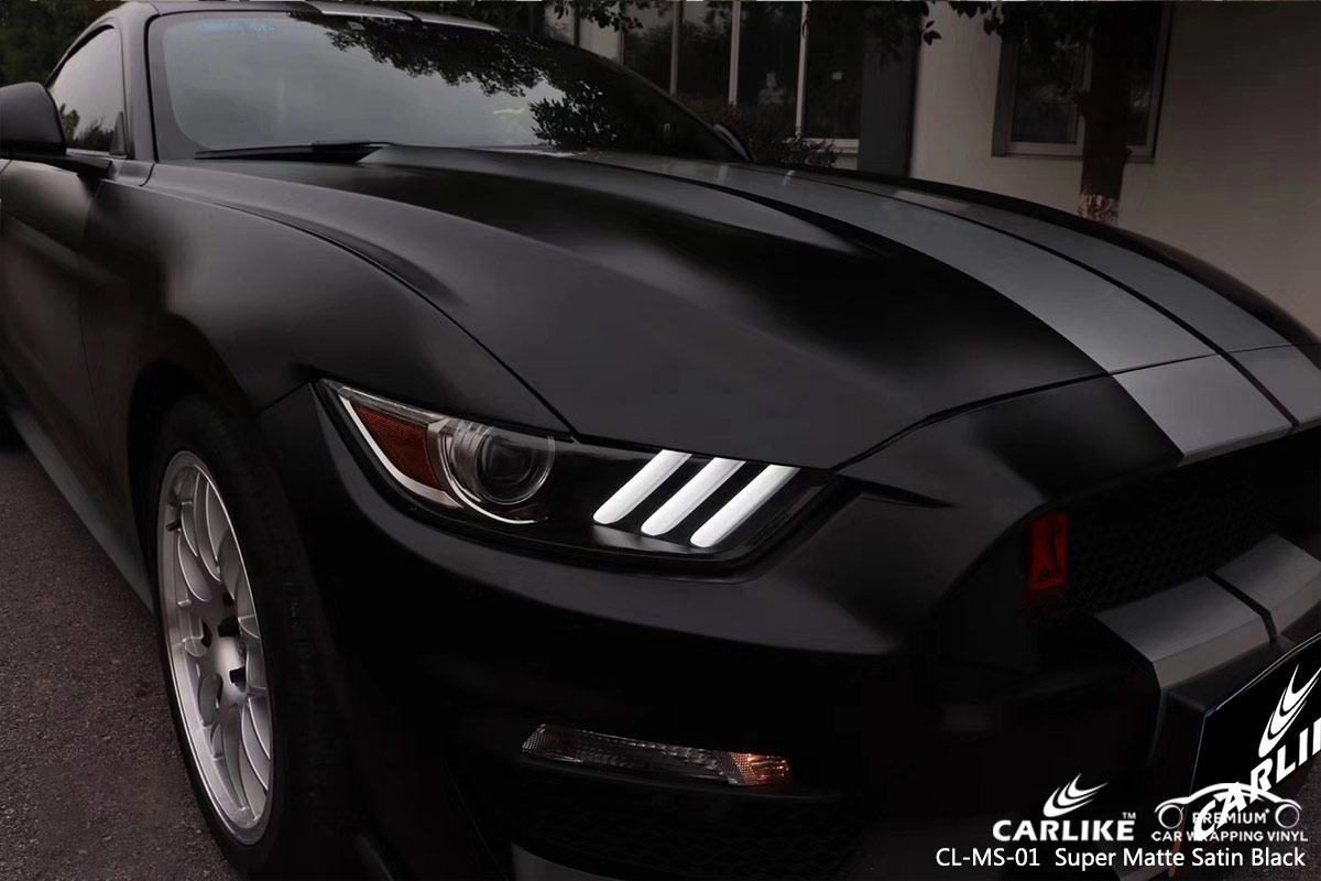 CL-MS-01 SUPER MATTE SATIN BLACK CAR WRAP VINYL for FORD MUSTANG