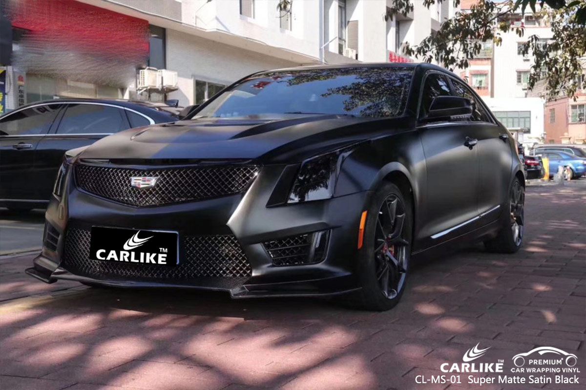 CL-MS-01 SUPER MATTE SATIN BLACK CAR WRAP VINYL for CADILLAC