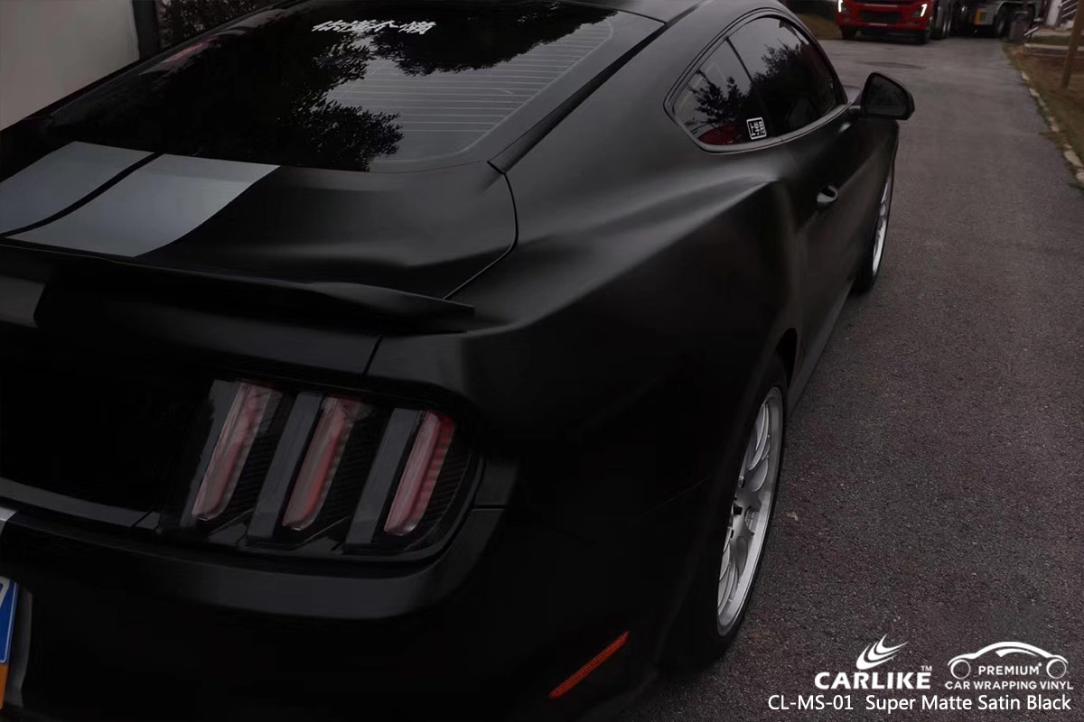 CL-MS-01 SUPER MATTE SATIN BLACK CAR WRAP VINYL for FORD MUSTANG