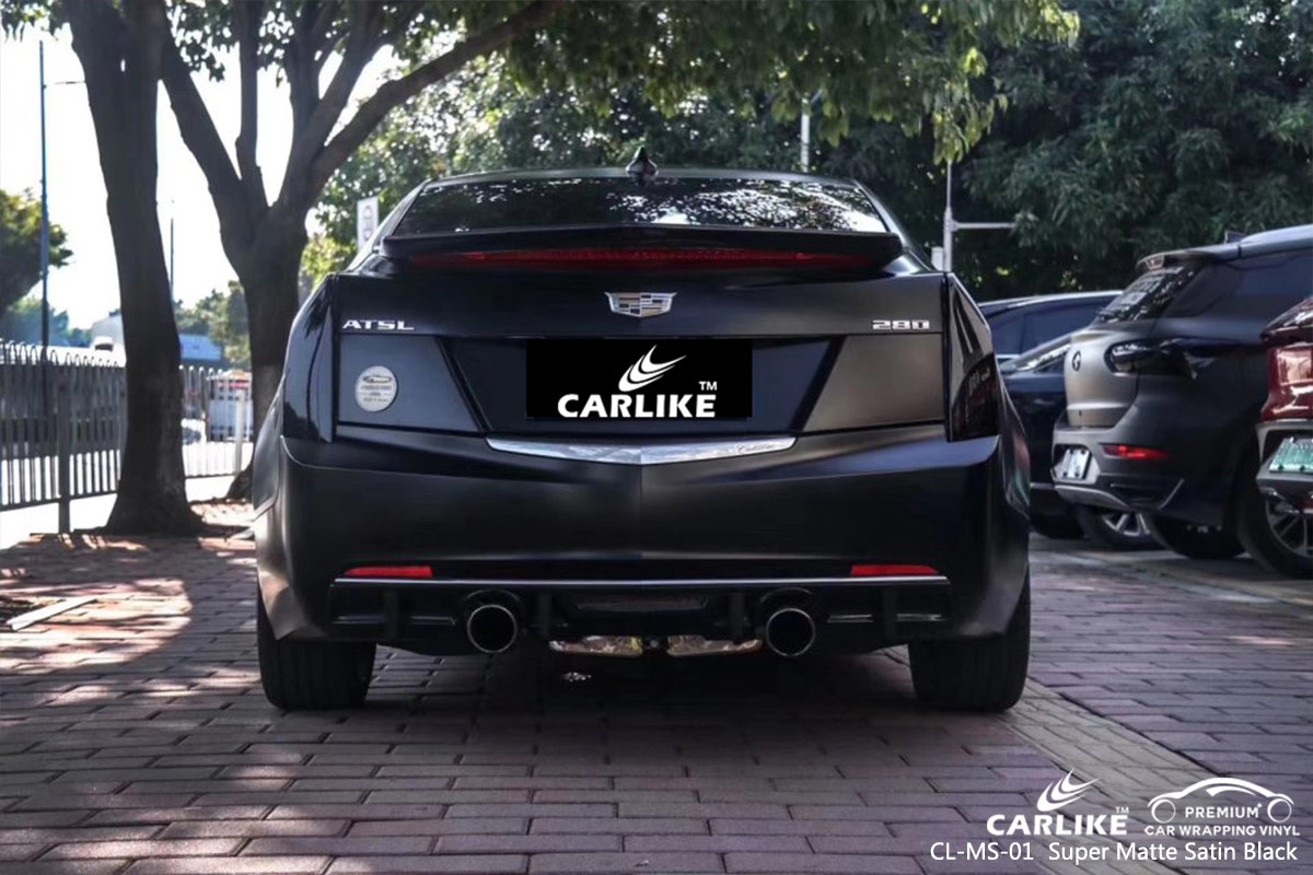 CL-MS-01 SUPER MATTE SATIN BLACK CAR WRAP VINYL for CADILLAC