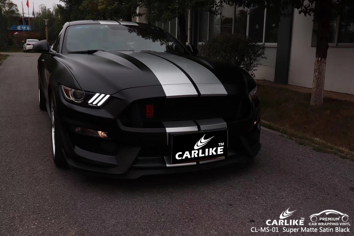 CL-MS-01 SUPER MATTE SATIN BLACK CAR WRAP VINYL for FORD MUSTANG