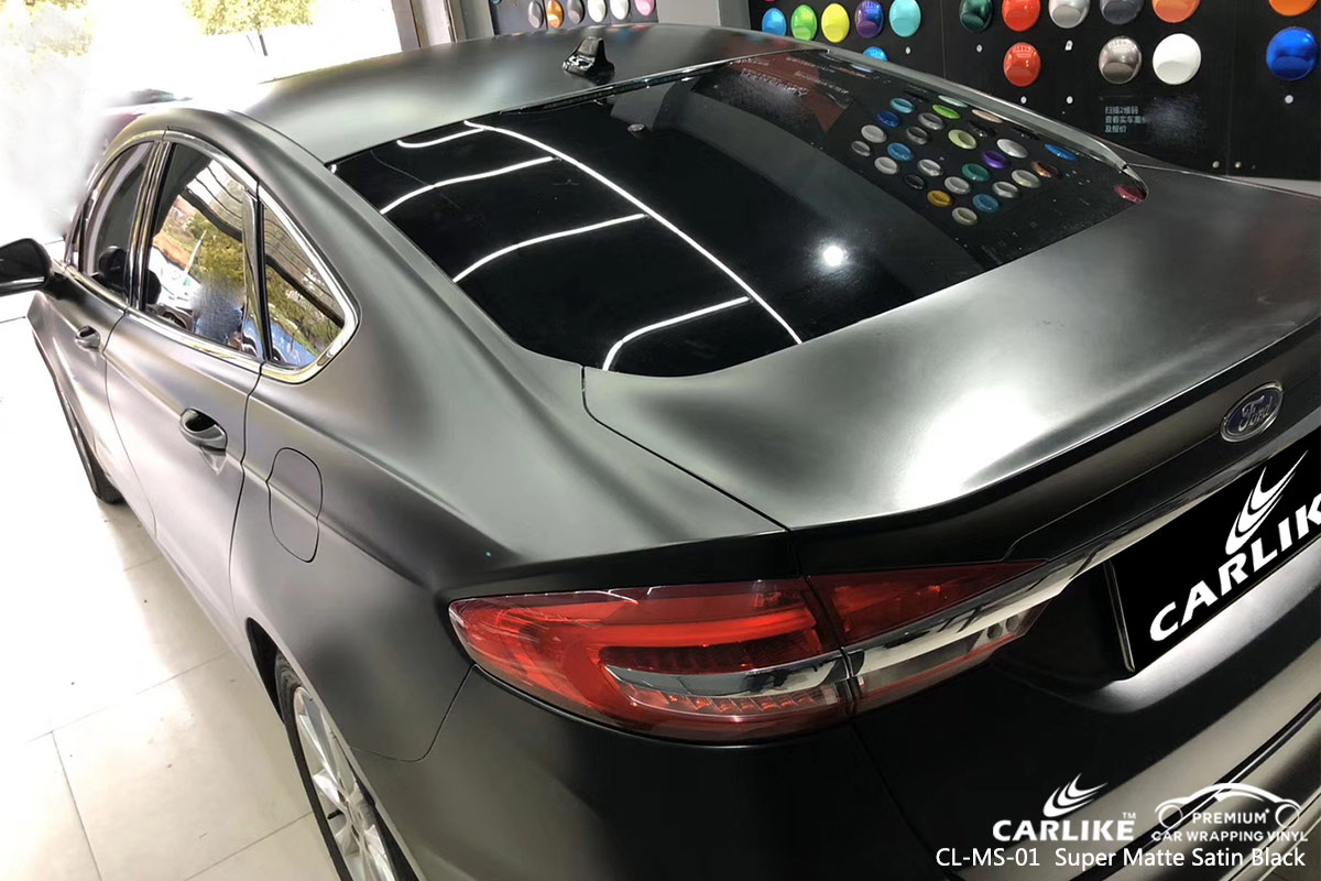 CL-MS-01 super matte satin black car wrap vinyl for FORD
