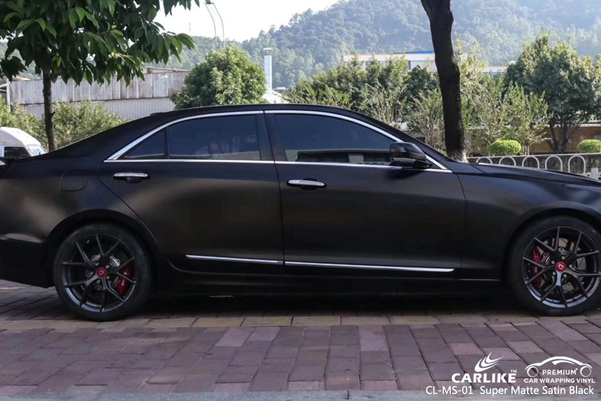CL-MS-01 SUPER MATTE SATIN BLACK CAR WRAP VINYL for CADILLAC