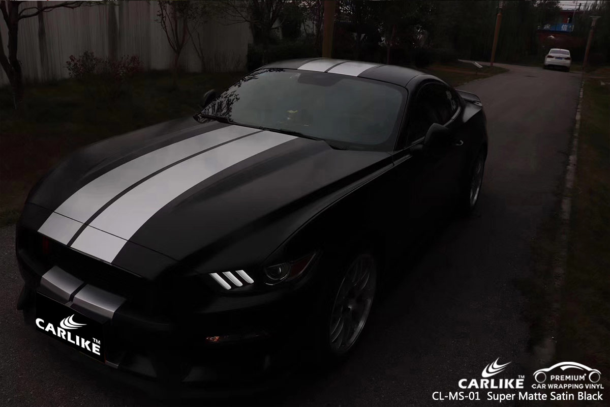 CL-MS-01 SUPER MATTE SATIN BLACK CAR WRAP VINYL for FORD MUSTANG