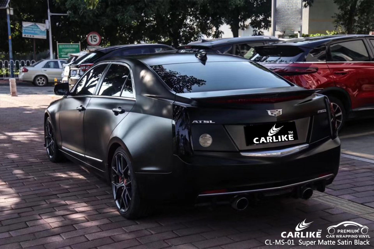 CL-MS-01 SUPER MATTE SATIN BLACK CAR WRAP VINYL for CADILLAC
