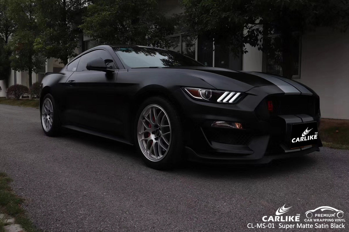 CL-MS-01 SUPER MATTE SATIN BLACK CAR WRAP VINYL for FORD MUSTANG