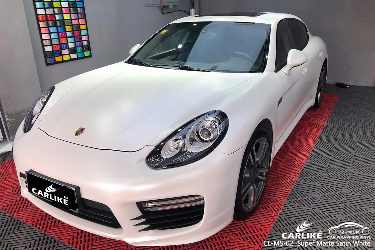 CL-MS-02 SUPER MATTE WHITE CAR WRAP VINYL for PORSCHE