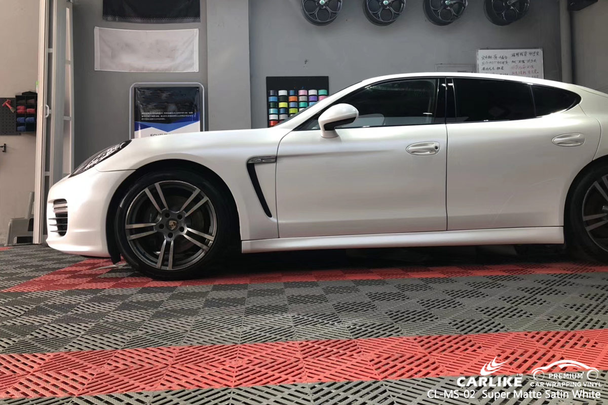CL-MS-02 SUPER MATTE WHITE CAR WRAP VINYL for PORSCHE