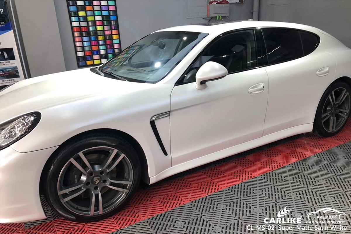CL-MS-02 SUPER MATTE WHITE CAR WRAP VINYL for PORSCHE