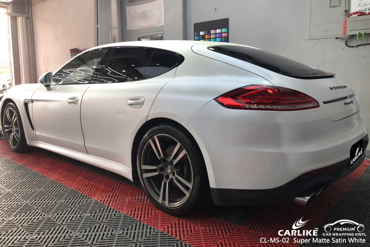 CL-MS-02 SUPER MATTE WHITE CAR WRAP VINYL for PORSCHE