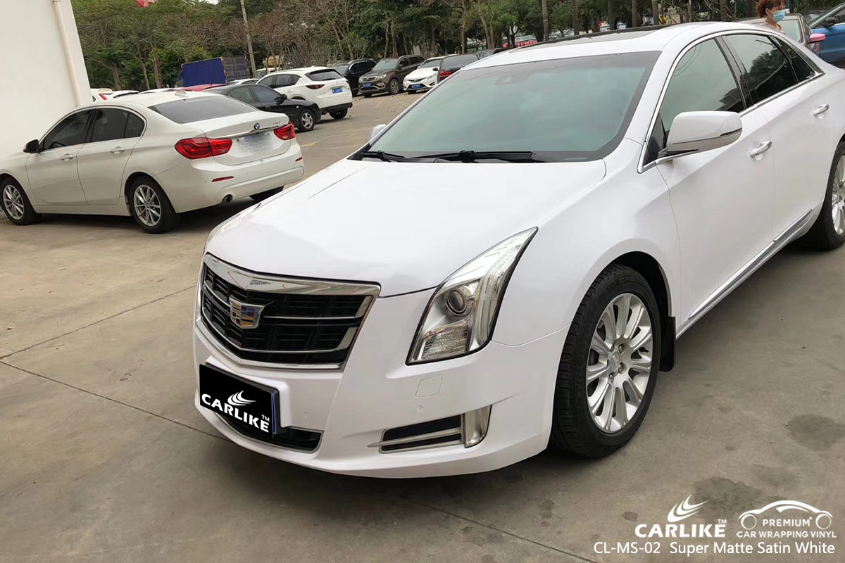 CL-MS-02 super matte satin white car wrap vinyl for CADILLAC