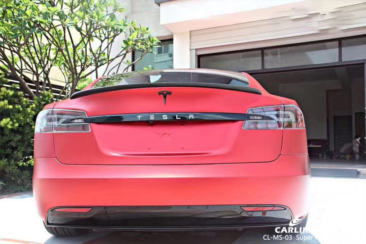 CL-MS-03 SUPER MATTE SATIN RED CAR WRAP VINYL for TESLA