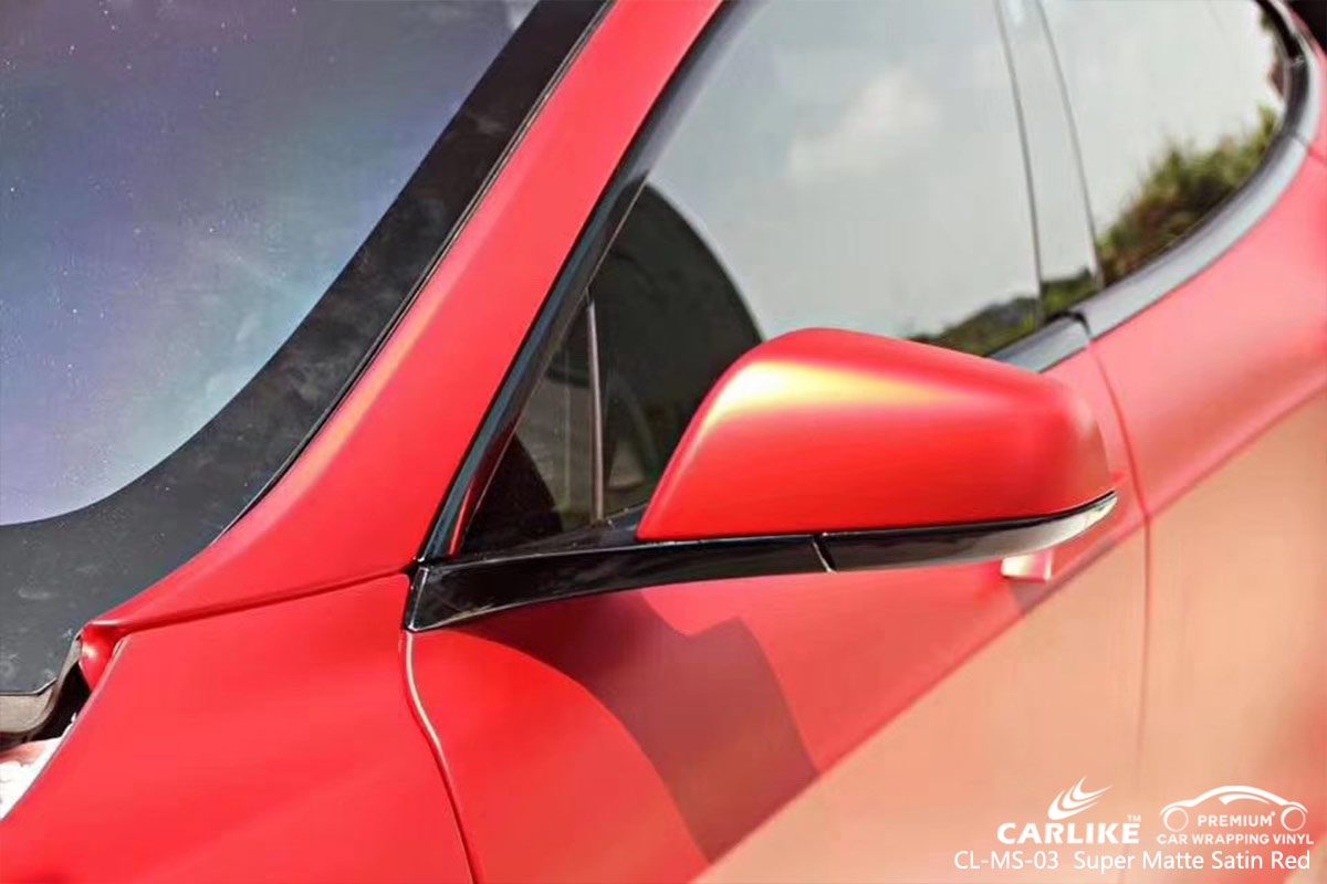 CL-MS-03 SUPER MATTE SATIN RED CAR WRAP VINYL for TESLA