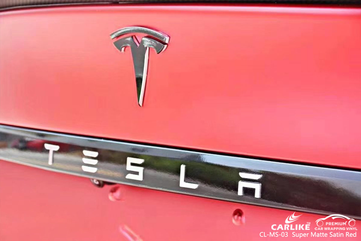 CL-MS-03 SUPER MATTE SATIN RED CAR WRAP VINYL for TESLA