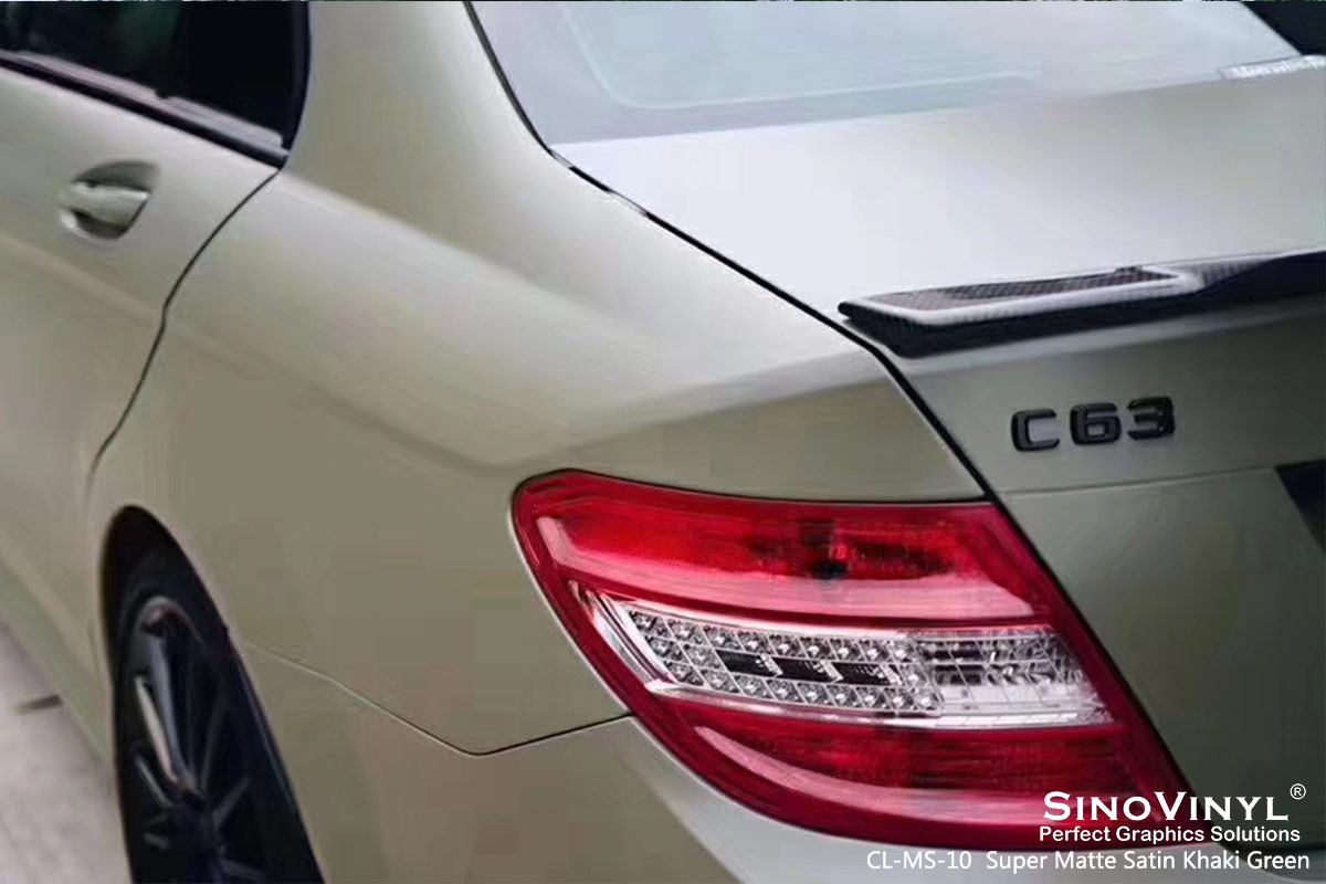 CL-MS-10 super matte satin khaki green car wrap vinyl for MERCEDES-BENZ
