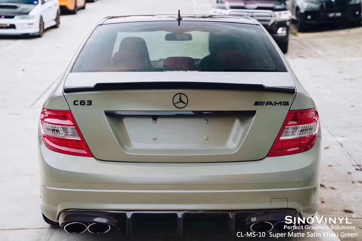 CL-MS-10 super matte satin khaki green car wrap vinyl for MERCEDES-BENZ