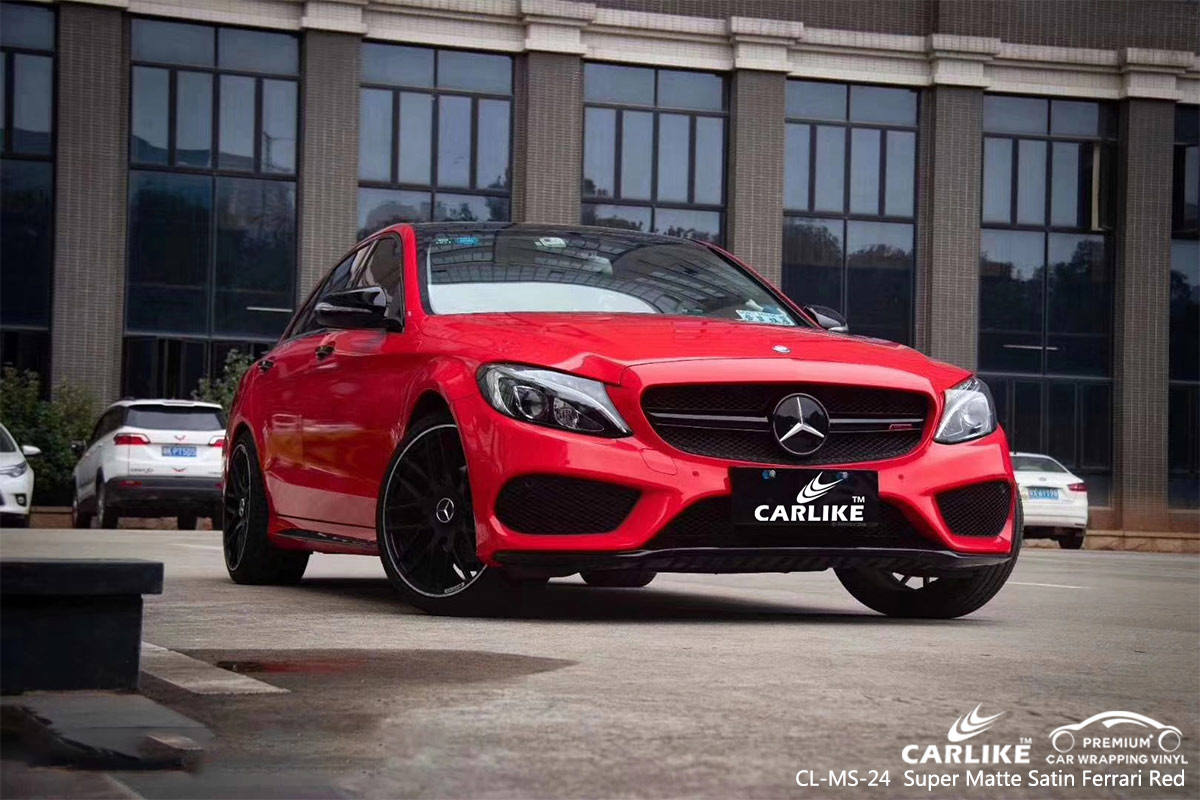 CL-MS-24 SUPER MATTE SATIN FERRARI RED CAR WRAP VINYL for MERCEDES-BENZ