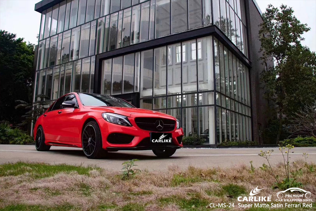 CL-MS-24 SUPER MATTE SATIN FERRARI RED CAR WRAP VINYL for MERCEDES-BENZ