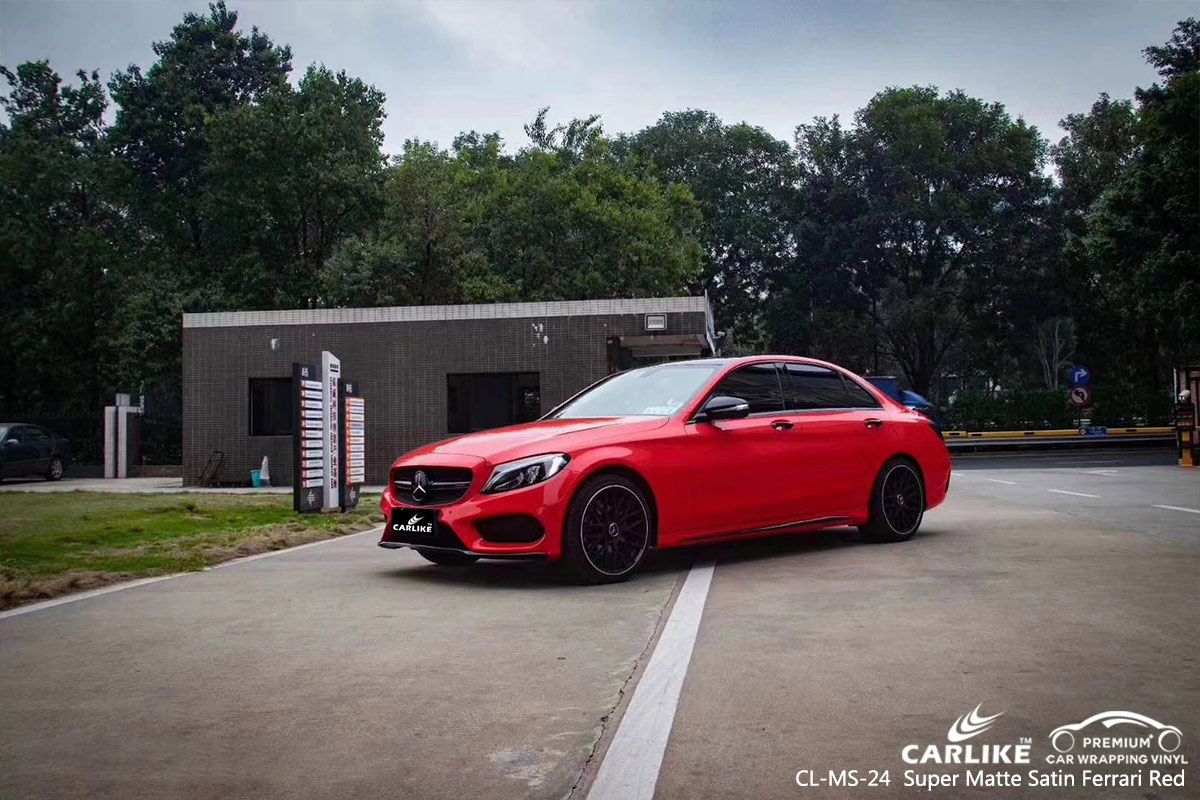 CL-MS-24 SUPER MATTE SATIN FERRARI RED CAR WRAP VINYL for MERCEDES-BENZ