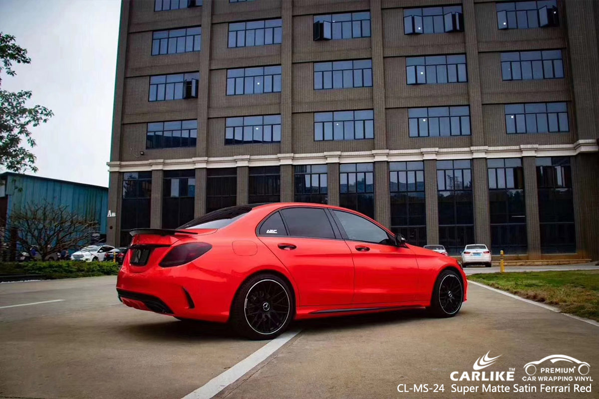 CL-MS-24 SUPER MATTE SATIN FERRARI RED CAR WRAP VINYL for MERCEDES-BENZ