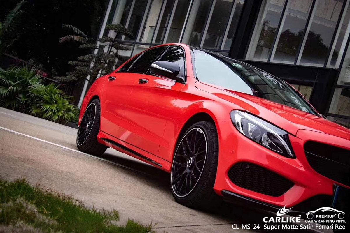 CL-MS-24 SUPER MATTE SATIN FERRARI RED CAR WRAP VINYL for MERCEDES-BENZ