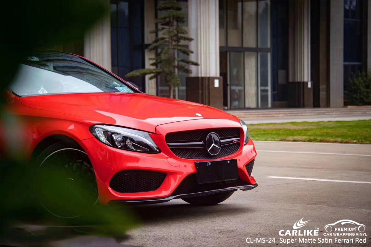 CL-MS-24 SUPER MATTE SATIN FERRARI RED CAR WRAP VINYL for MERCEDES-BENZ