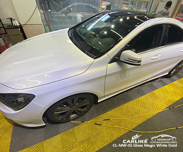 CL-MW-01 gloss magic white to gold car wrap gloss for MERCEDES-BENZ