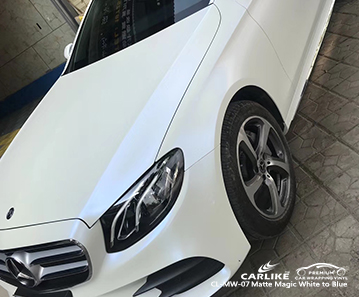CL-MW-07 التفاف السيارة باللون الأسود غير اللامع من الفينيل إلى الأزرق غير اللامع لسيارات MERCEDES-BENZ Nauru