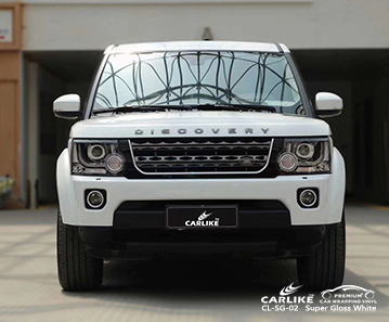 CL-SG-02 أبيض لامع للغاية الفينيل التفاف السيارة لمعان عالية لسيارات لاند روفر جزر سليمان
