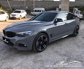 CL-SV-04 سوبر لامع الكريستال الاسمنت الرمادي موتو الفينيل التفاف السيارة لامع لسيارات BMW النرويج