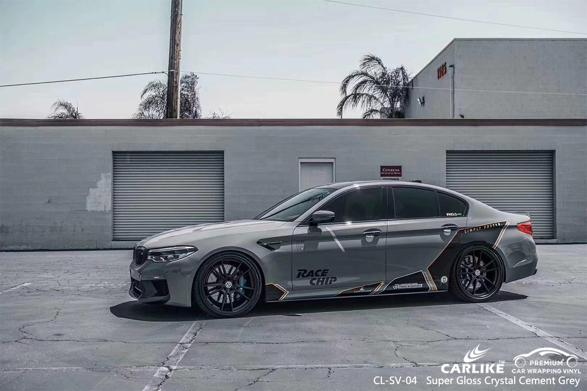 CL-SV-04 super gloss crystal cement grey car wrap vinyl for BMW