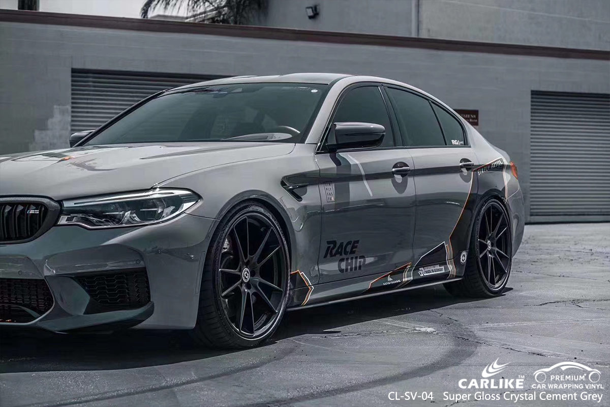 CL-SV-04 super gloss crystal cement grey car wrap vinyl for BMW