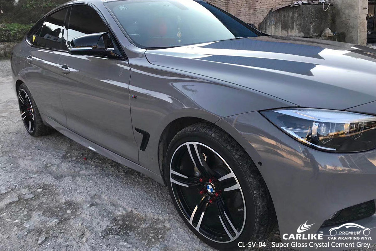 CL-SV-04 SUPER GLOSS CRYSTAL CEMENT GREY CAR WRAP VINYL for BMW