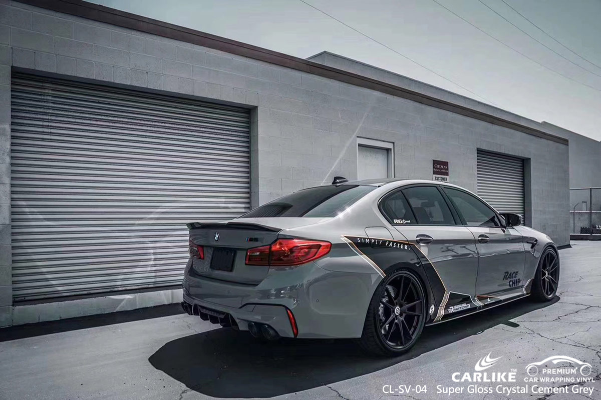 CL-SV-04 super gloss crystal cement grey car wrap vinyl for BMW