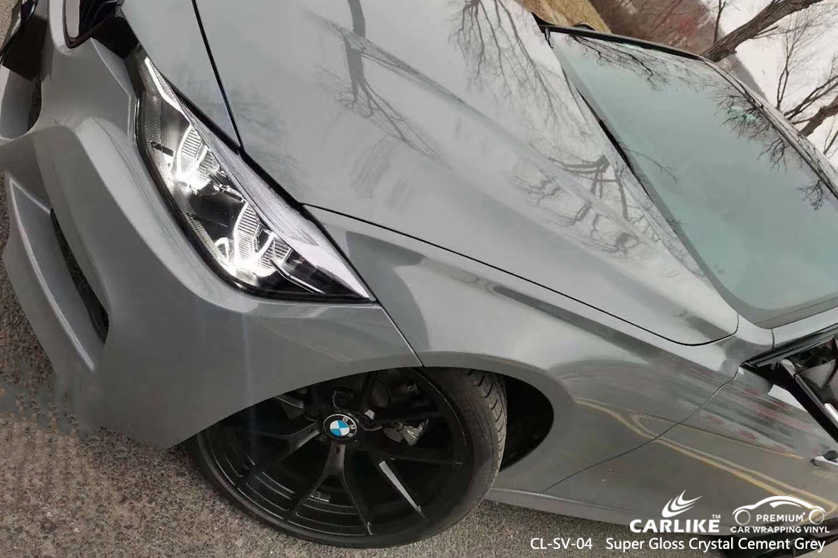 CL-SV-04 SUPER GLOSS CRYSTAL CEMENT GREY CAR WRAP VINYL for BMW