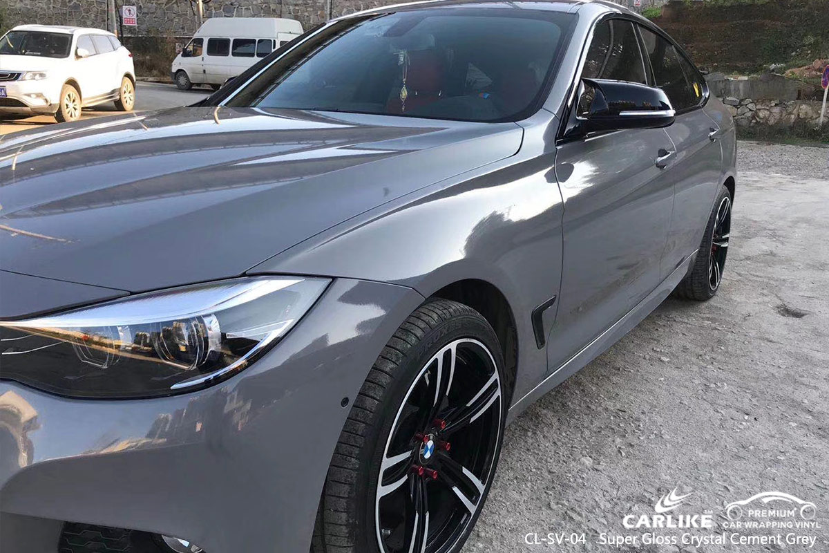 CL-SV-04 SUPER GLOSS CRYSTAL CEMENT GREY CAR WRAP VINYL for BMW