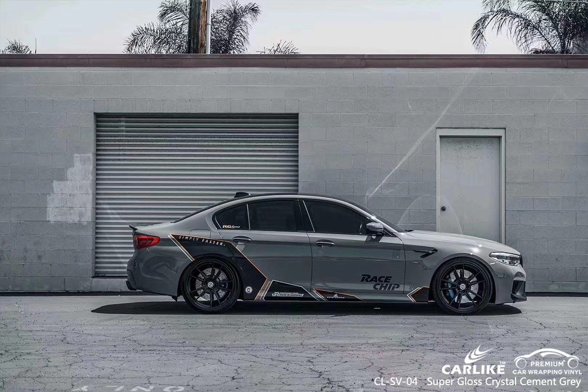 CL-SV-04 super gloss crystal cement grey car wrap vinyl for BMW