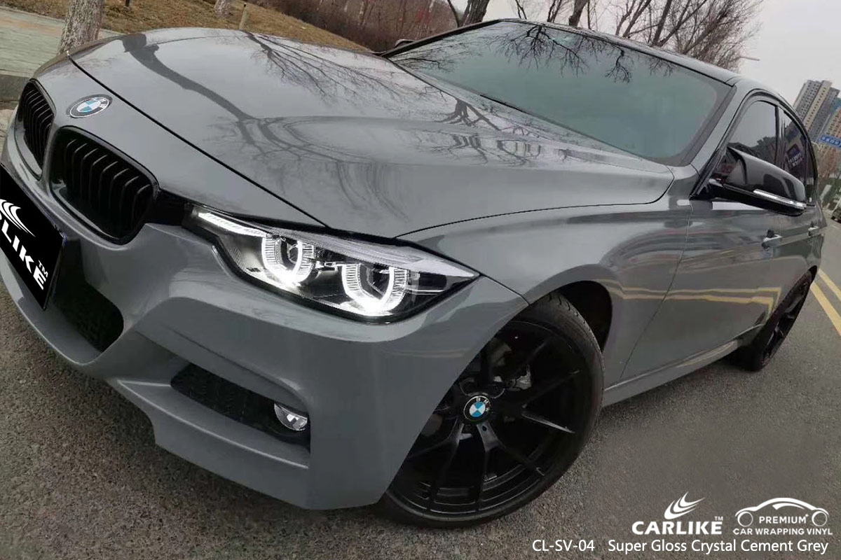 CL-SV-04 SUPER GLOSS CRYSTAL CEMENT GREY CAR WRAP VINYL for BMW