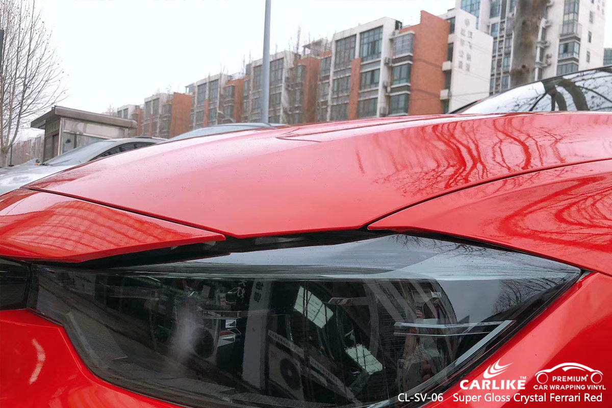 CL-SV-06 SUPER GLOSS CRYSTAL FERRARI RED CAR WRAP VINYL for BMW