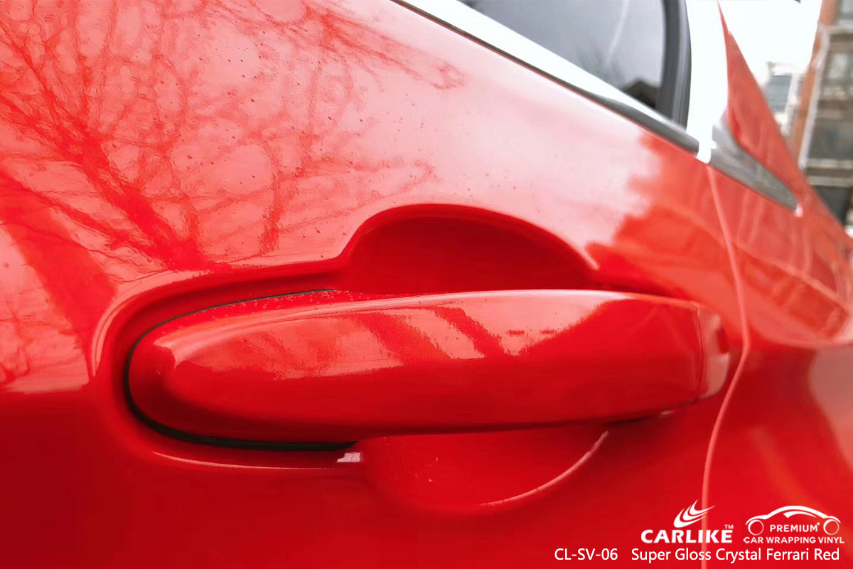 CL-SV-06 SUPER GLOSS CRYSTAL FERRARI RED CAR WRAP VINYL for BMW