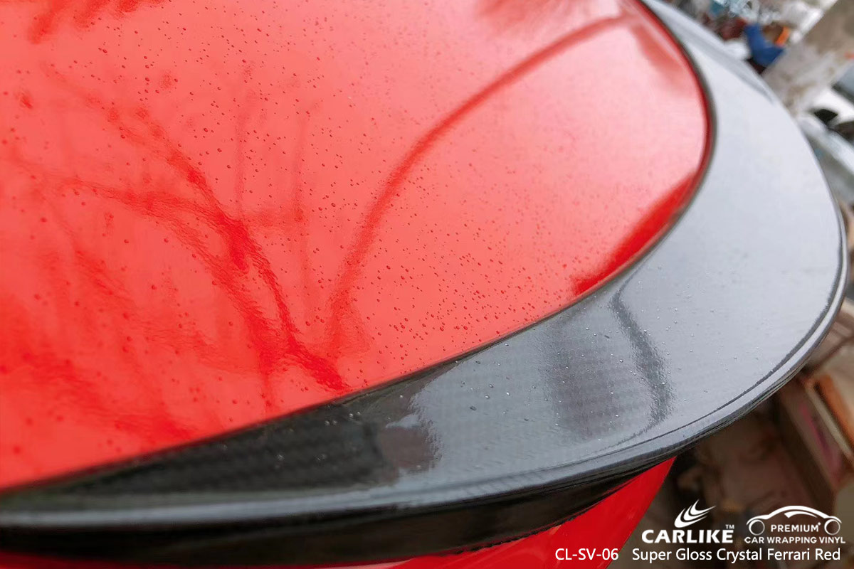 CL-SV-06 SUPER GLOSS CRYSTAL FERRARI RED CAR WRAP VINYL for BMW